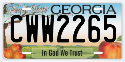GA license plate CWW2265