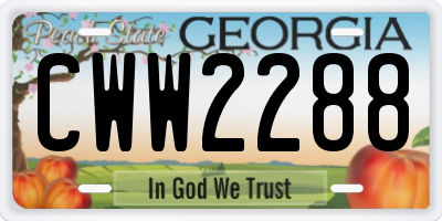 GA license plate CWW2288