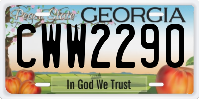 GA license plate CWW2290