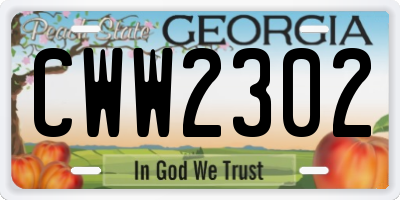 GA license plate CWW2302