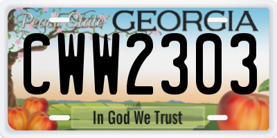 GA license plate CWW2303