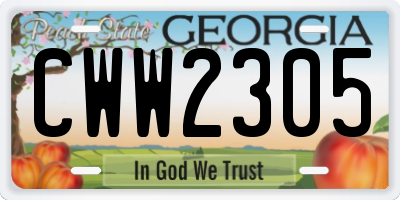 GA license plate CWW2305