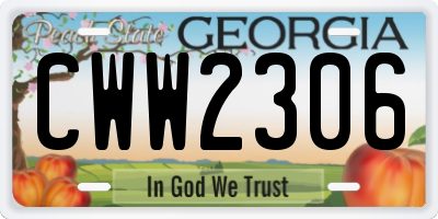 GA license plate CWW2306