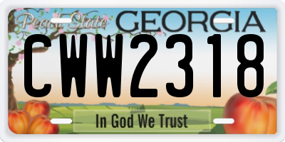 GA license plate CWW2318