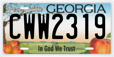 GA license plate CWW2319