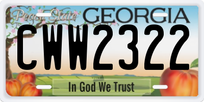 GA license plate CWW2322