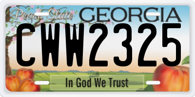 GA license plate CWW2325