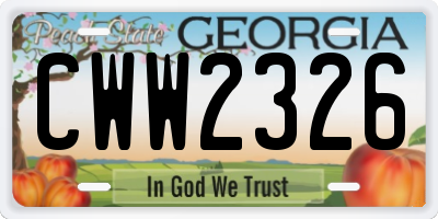 GA license plate CWW2326