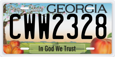 GA license plate CWW2328