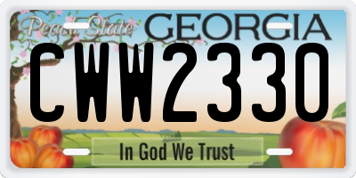 GA license plate CWW2330