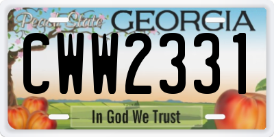 GA license plate CWW2331