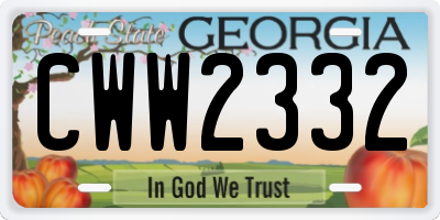 GA license plate CWW2332