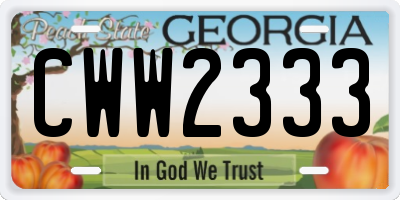 GA license plate CWW2333