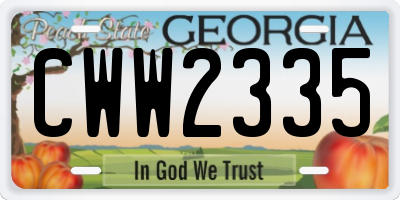 GA license plate CWW2335