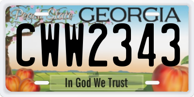GA license plate CWW2343