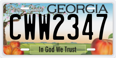 GA license plate CWW2347