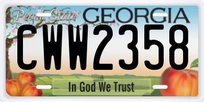 GA license plate CWW2358
