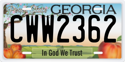 GA license plate CWW2362