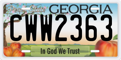 GA license plate CWW2363
