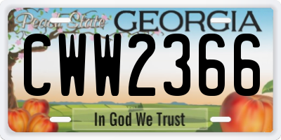GA license plate CWW2366
