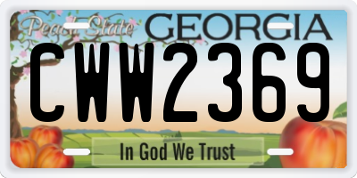 GA license plate CWW2369