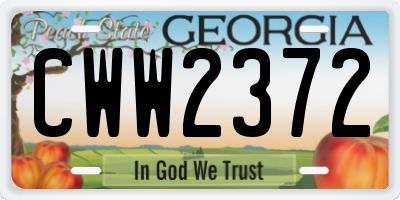 GA license plate CWW2372