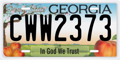 GA license plate CWW2373