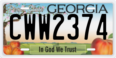 GA license plate CWW2374
