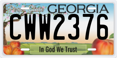 GA license plate CWW2376