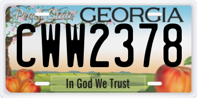 GA license plate CWW2378