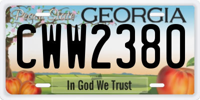 GA license plate CWW2380