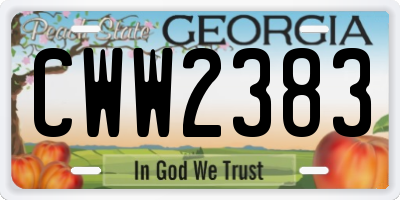 GA license plate CWW2383