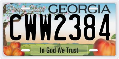 GA license plate CWW2384