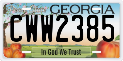 GA license plate CWW2385