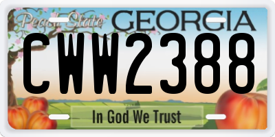 GA license plate CWW2388