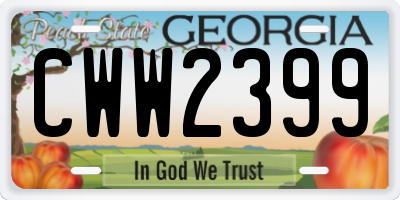GA license plate CWW2399