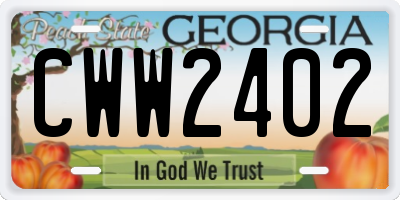 GA license plate CWW2402