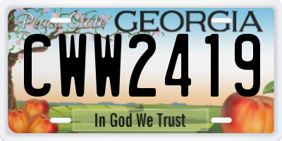 GA license plate CWW2419