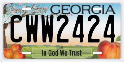 GA license plate CWW2424
