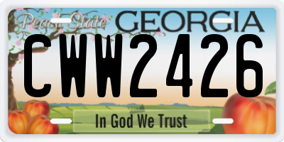 GA license plate CWW2426