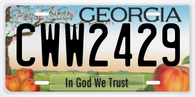 GA license plate CWW2429