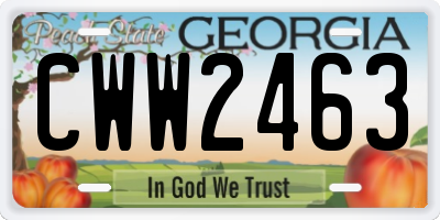 GA license plate CWW2463