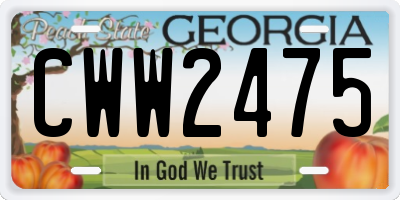 GA license plate CWW2475