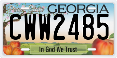 GA license plate CWW2485
