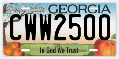GA license plate CWW2500