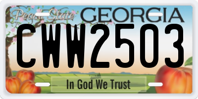 GA license plate CWW2503