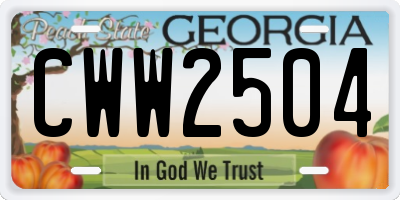 GA license plate CWW2504