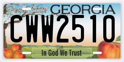 GA license plate CWW2510