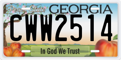 GA license plate CWW2514