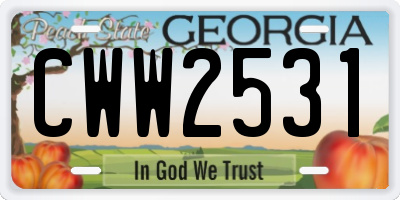 GA license plate CWW2531